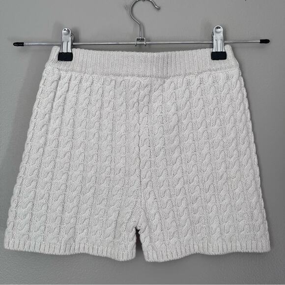 Janie and Jack NEW Cable Knit Stretch Cotton Pull On Shorts Cream and Sugar Sz 8 - Picture 6 of 7